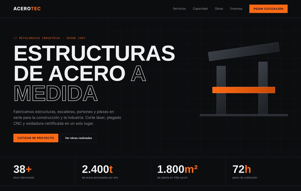 Página web para una metalúrgica